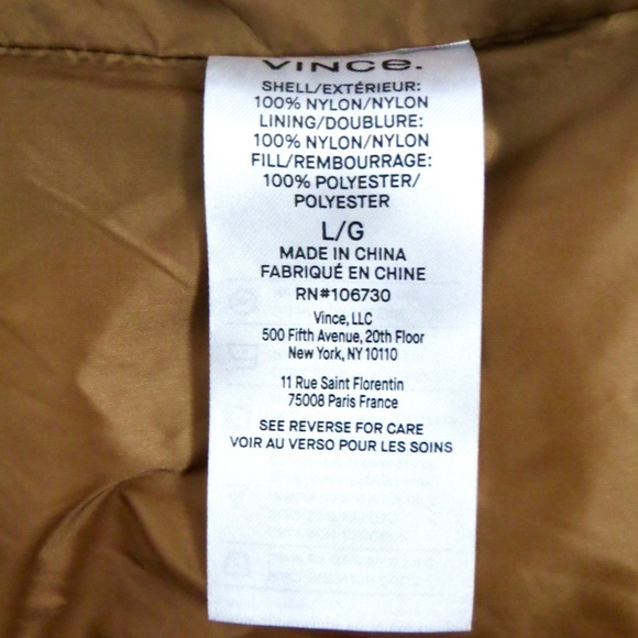 NEW! VINCE Hooded Puffer Jacket Mocha Women SZ Large - Picture 14 of 15